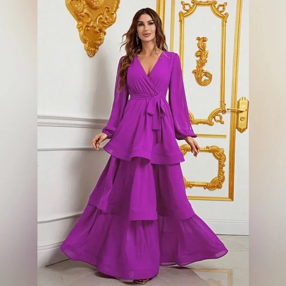 chinese dress ladies OWEIEYEU Womens Solid Criss Crossed Belted Chiffon Dress Spaghetti Straps Long  Dresses Pink L at Amazon Women's Clothing store